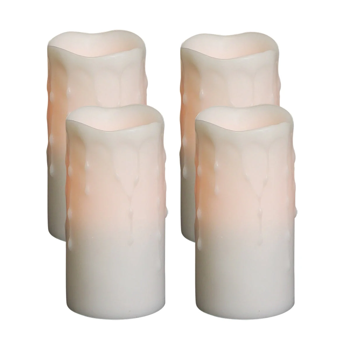 LED Dripping Wax Pillar Candles – 6"H – Flameless Home Decor Set of 4 By Melrose