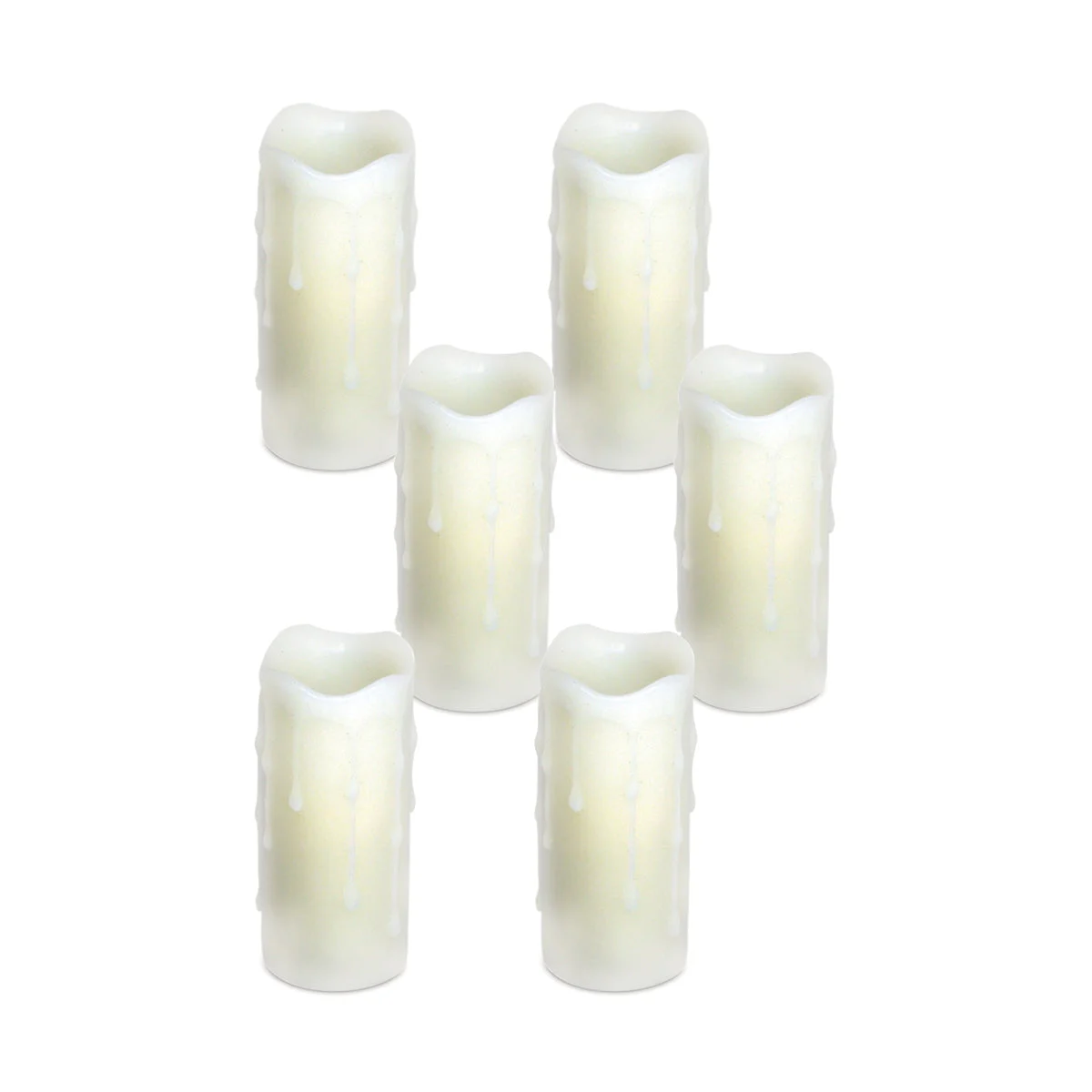 LED Dripping Wax Pillar Candles – 4"H – Flameless Home Decor Set of 6 By Melrose