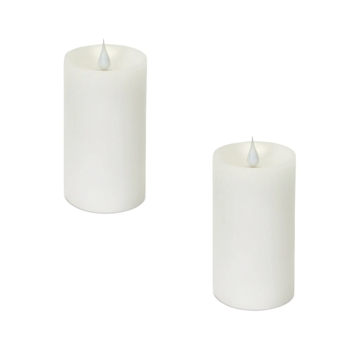 Flameless LED Wax Pillar Candle – 5"H – Moving Flame Set of 2 By Melrose