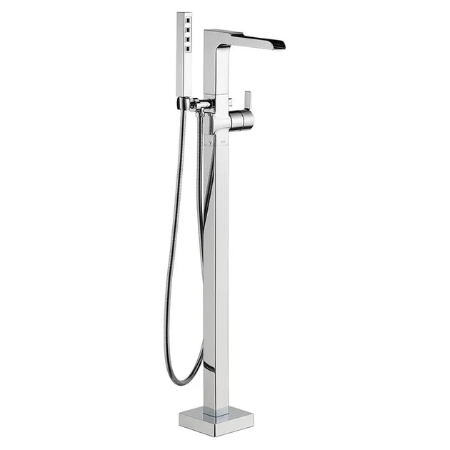 Ara Single Handle Freestanding Floor Mount Tub Filler with Channel Spout/Handshower