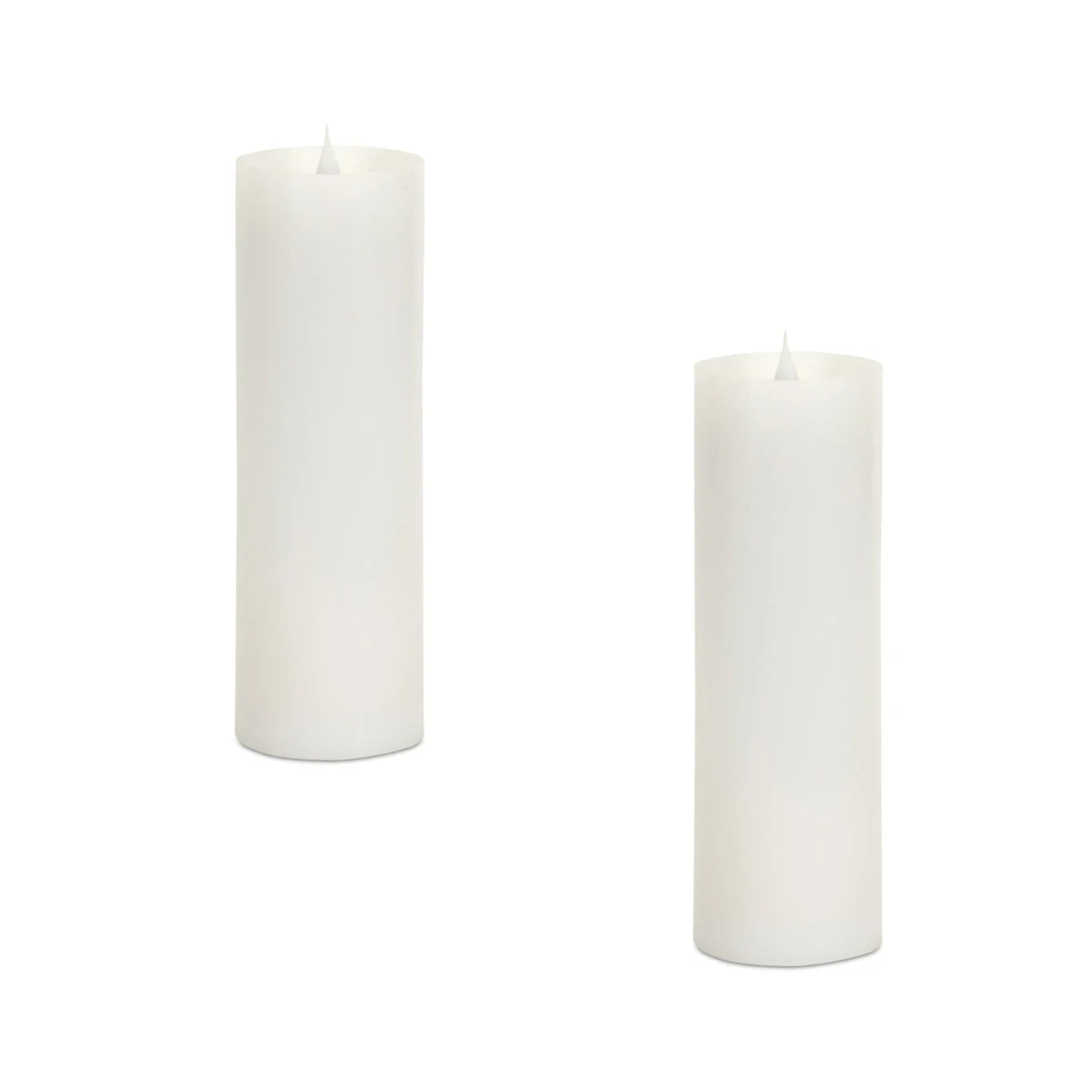 Flameless LED Pillar Candles – 9"H – Moving Flame Home Accent Set of 2 By Melrose