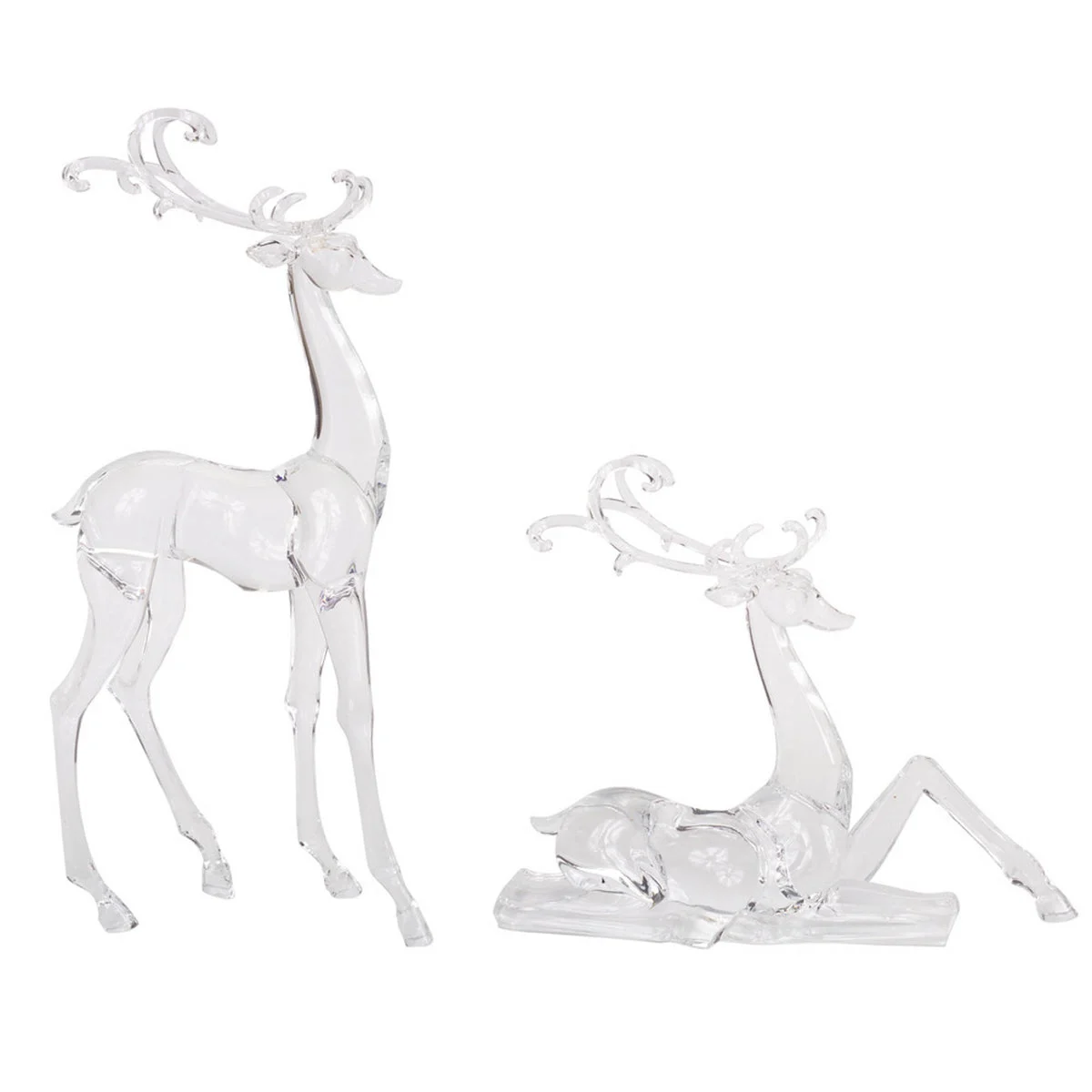 Christmas Minimalist Clear Deer Decorations – 2 Piece by Melrose