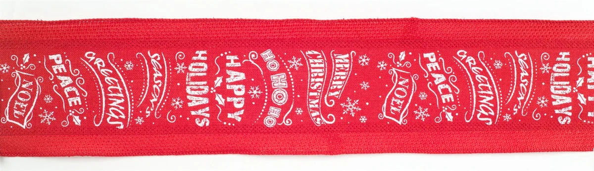 Christmas Ribbon (Set of 3) – 4" Width – 10 Yards Red and White Sentiments By Melrose