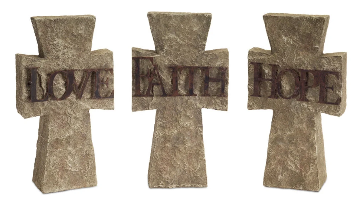 Tabletop sentiment cross set – polystone inspiration decor – 10.75 inch height – home display set of 3 – By Melrose