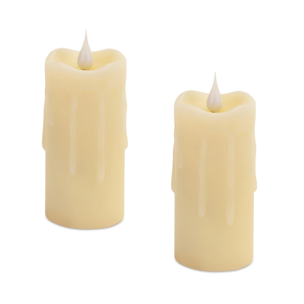 LED votive candle set – real wax moving flame – 4 inch height – remote timer design – By Melrose