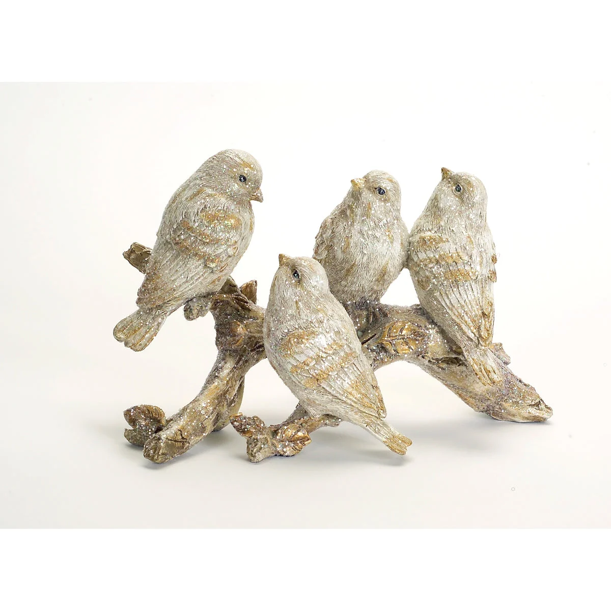 Birds on Branch Polyresin Figurine Set Of 2 6.5 Inch for Holiday Displays By Melrose