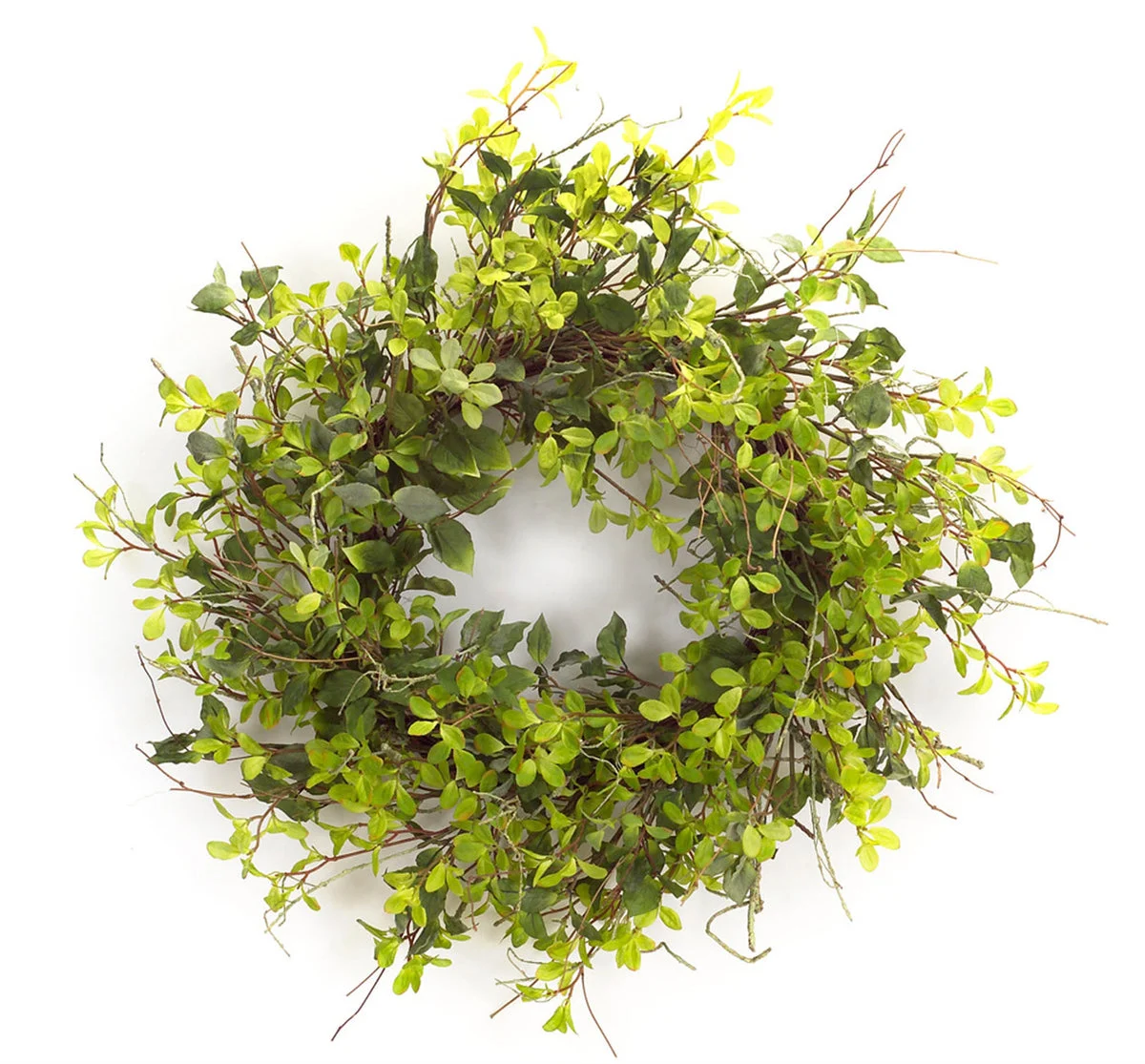 Oversized Mixed Foliage Wreath – 30"H – Green Polyester Twig – By Melrose