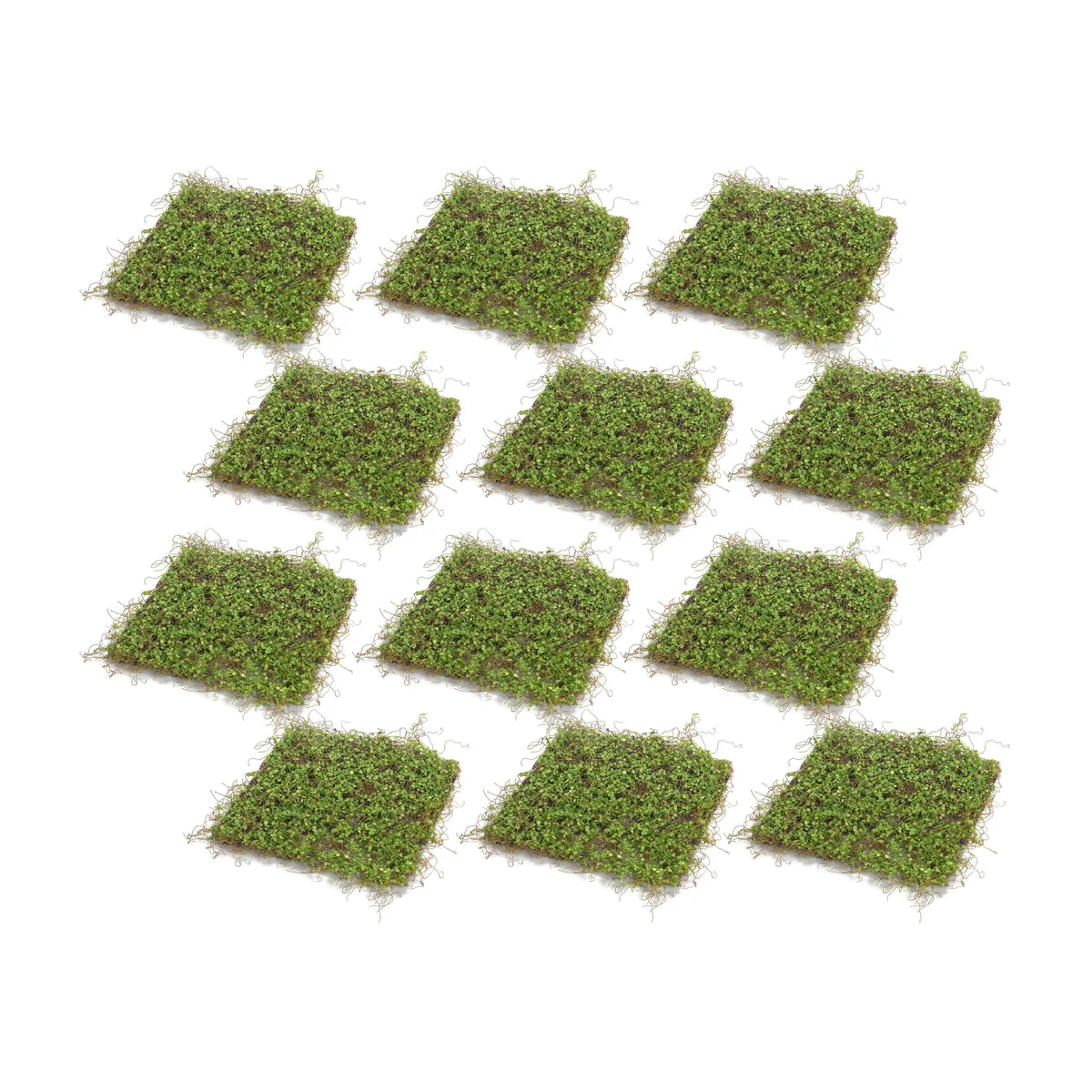 Faux Moss Display Mats – 0.5"H – 12"SQ Set of 12 Green & Brown – By Melrose