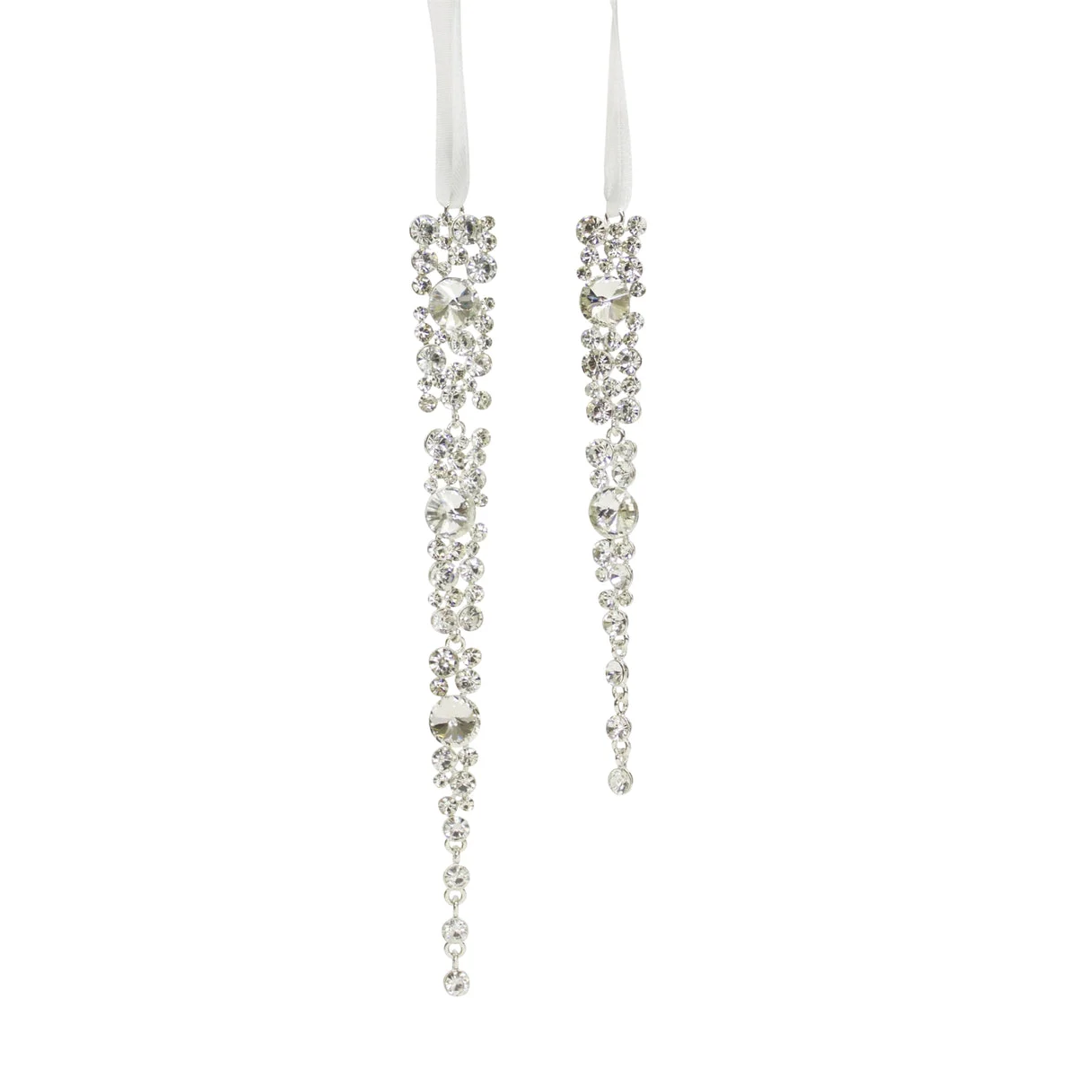 Jewel Tiered Icicle Ornaments Metal – Assorted Length Holiday Decor by Melrose