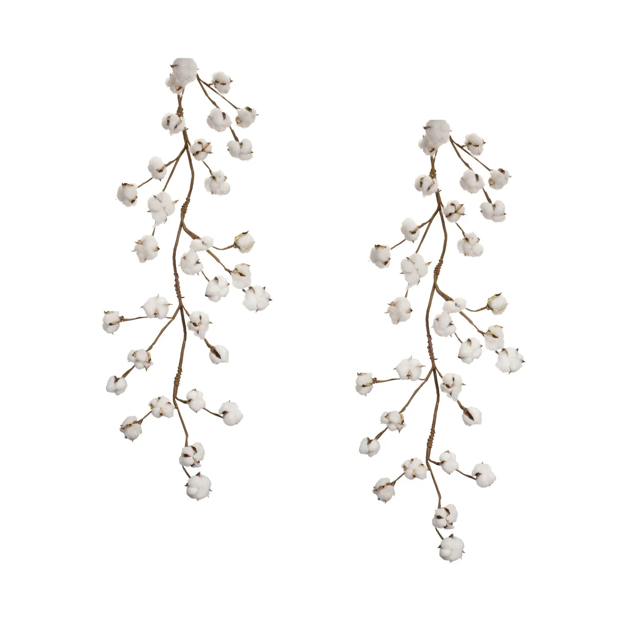Cotton Twig Garland Set Polyester – 5.5' Rustic Decorative Accent by Melrose