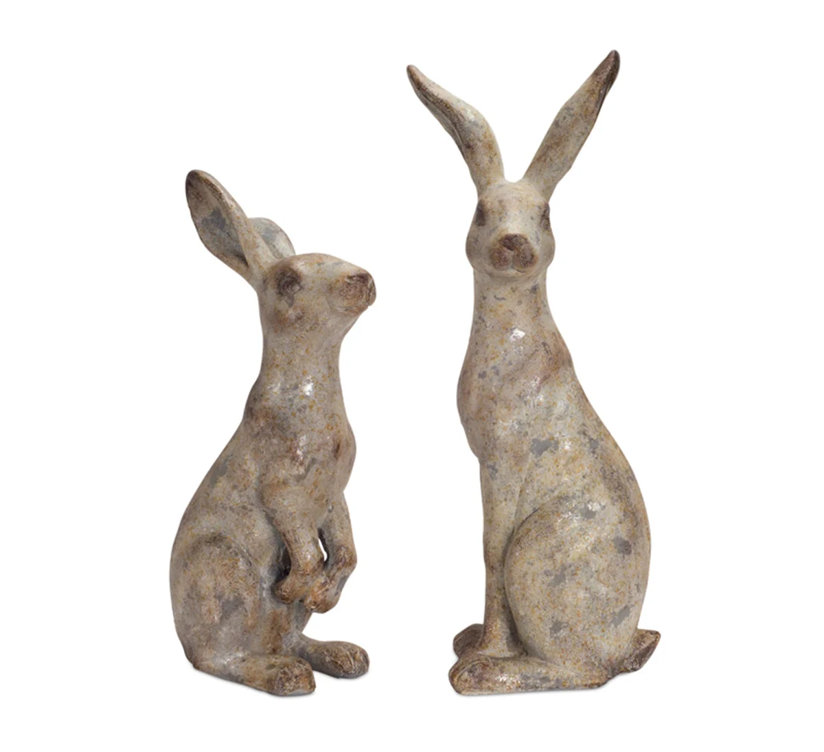 Weathered Stone Standing Garden Rabbit Figurine (Set of 2) by Melrose
