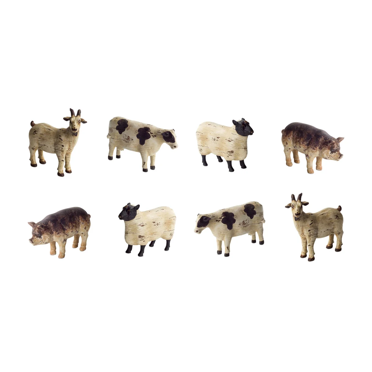 Farm Animal Figurines Goat, Cow, Pig & Sheep – Set of 8 by Melrose