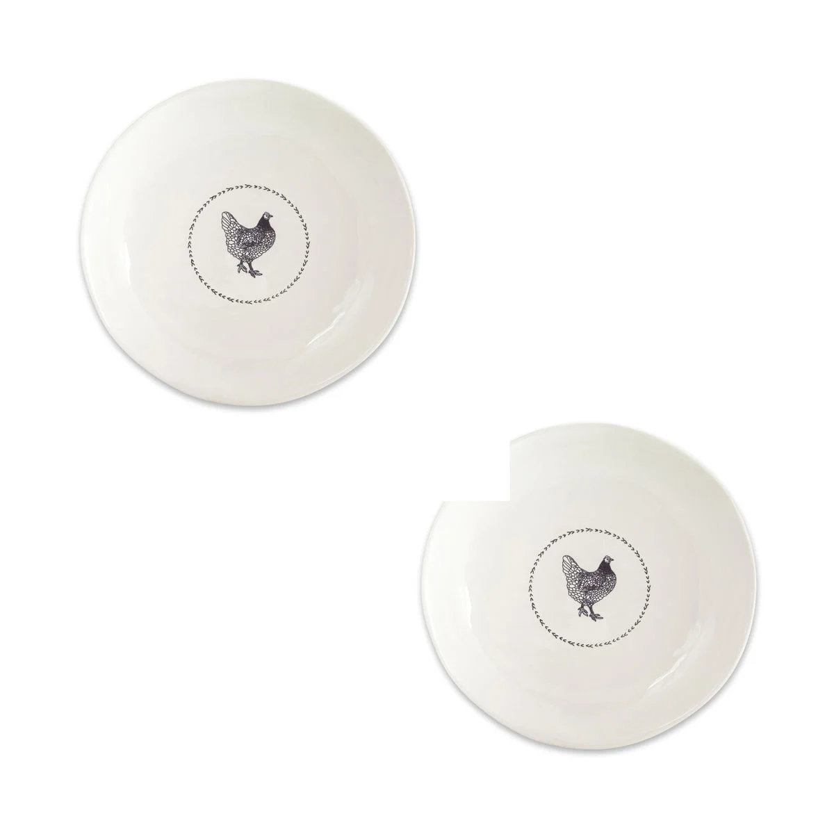 Stoneware Farmhouse Chicken Round Platter Set – 13.25 Inch Set of 2 by Melrose
