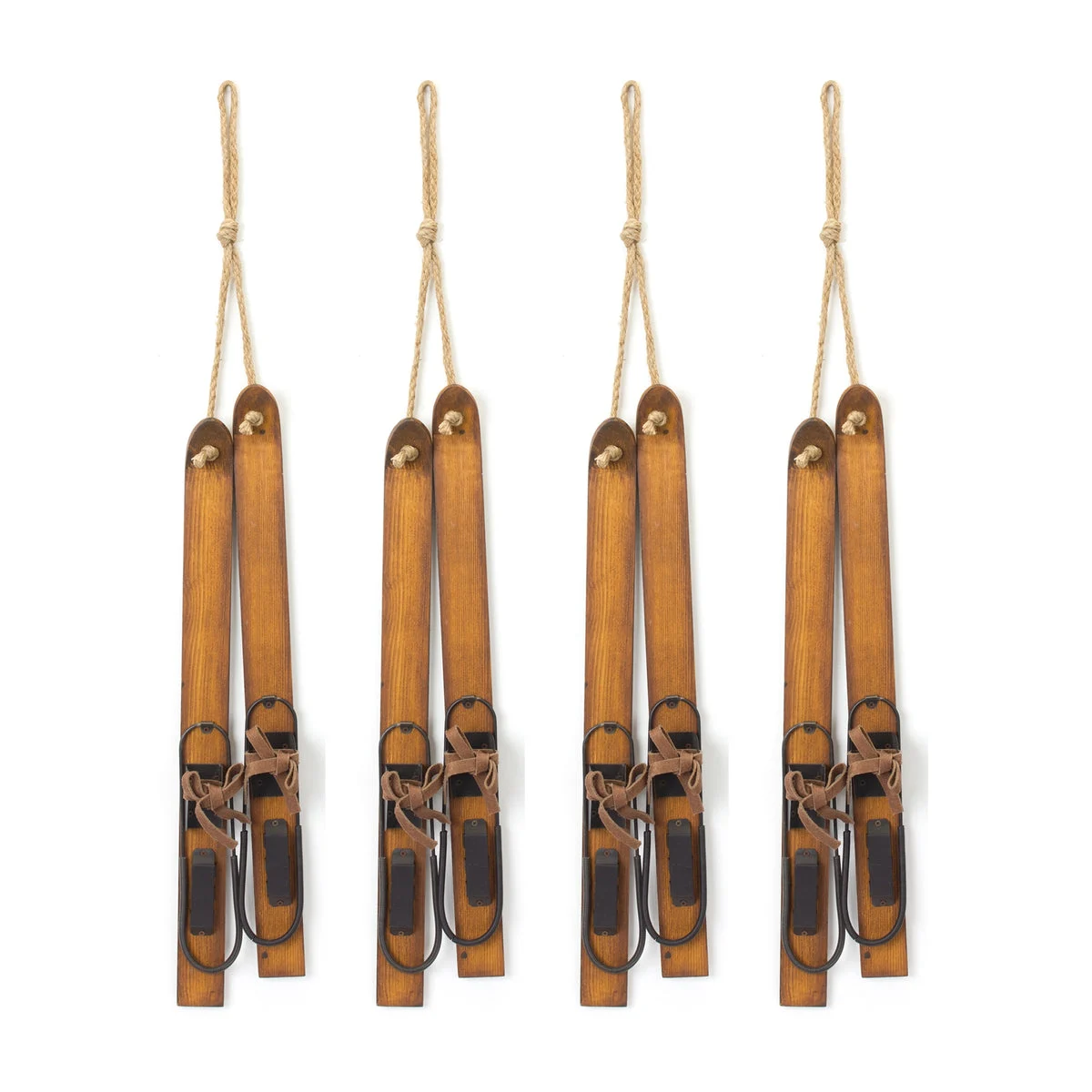 Wooden Ski Ornament Set Hanging Holiday Decor – 30 Inch by Melrose