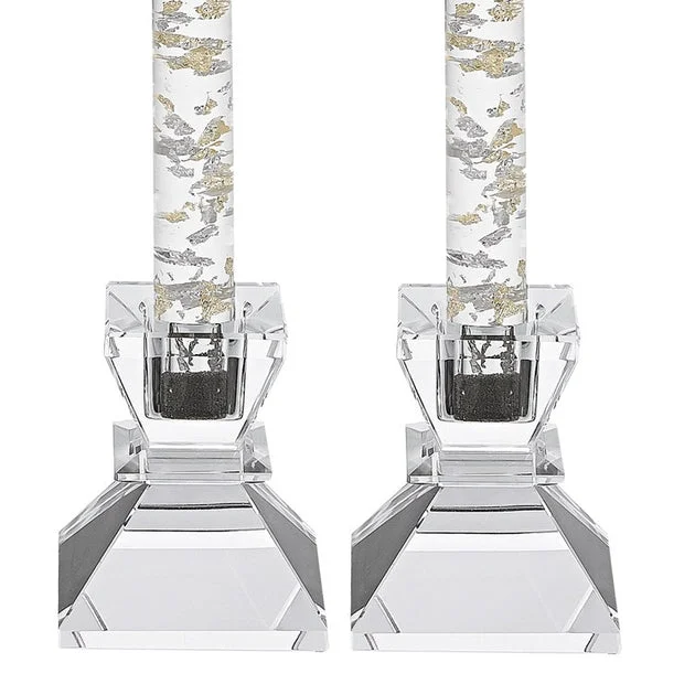 Saturn 3.25" Crystal Candle Holders Set of 2