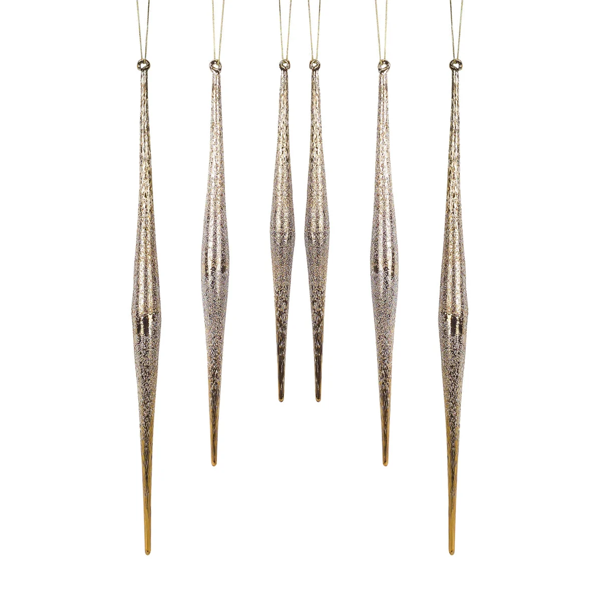 Gold and Silver Ombre Icicle Ornaments – Glass Christmas Set of 6 by Melrose