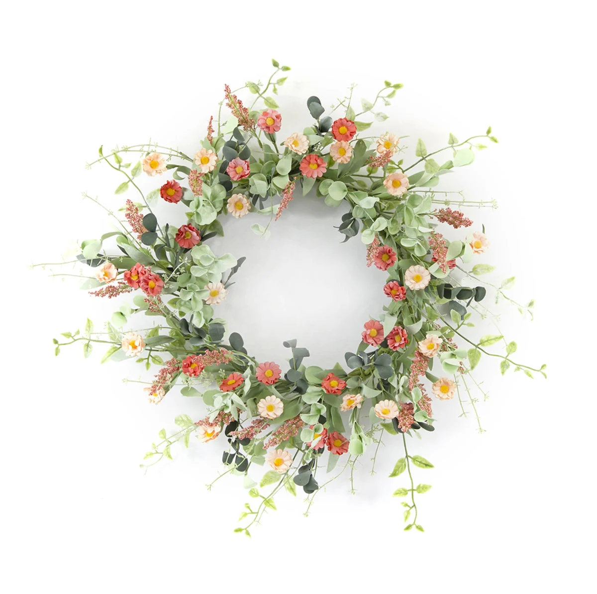 Pink Daisy Door Wreath for Spring and Summer – 24" Tall by Melrose