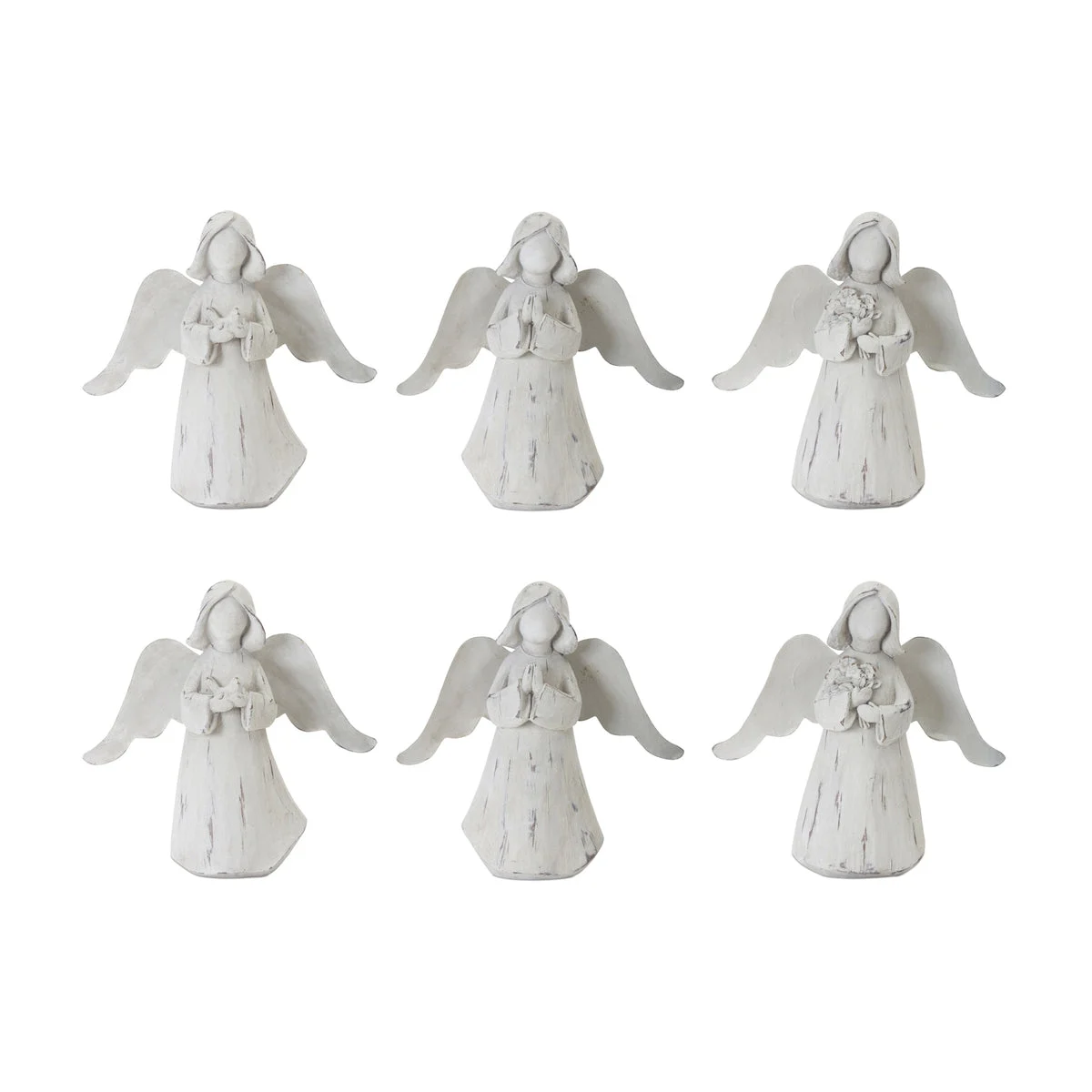 Praying Angel Figurines with Metal Wings – 6.25" Tall Decorative Set of 6 by Melrose