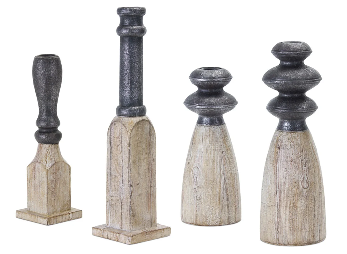 Contemporary Assorted Candle Holder Sticks Set of 4 – 13.25" Tall by Melrose