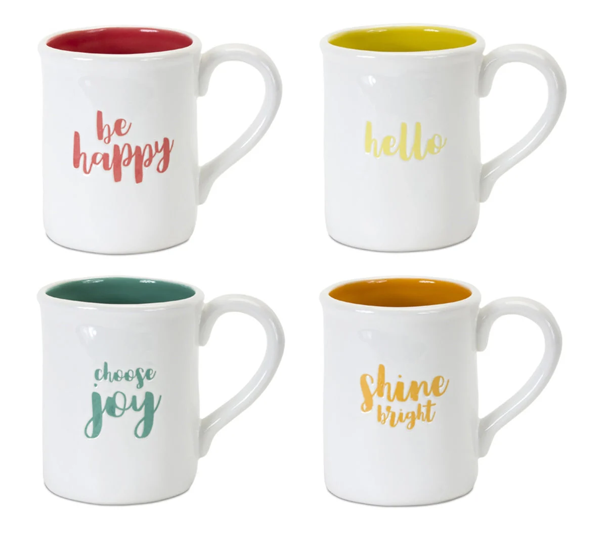 Melrose Stoneware Happy Sentiment Mug (Set of 2)
