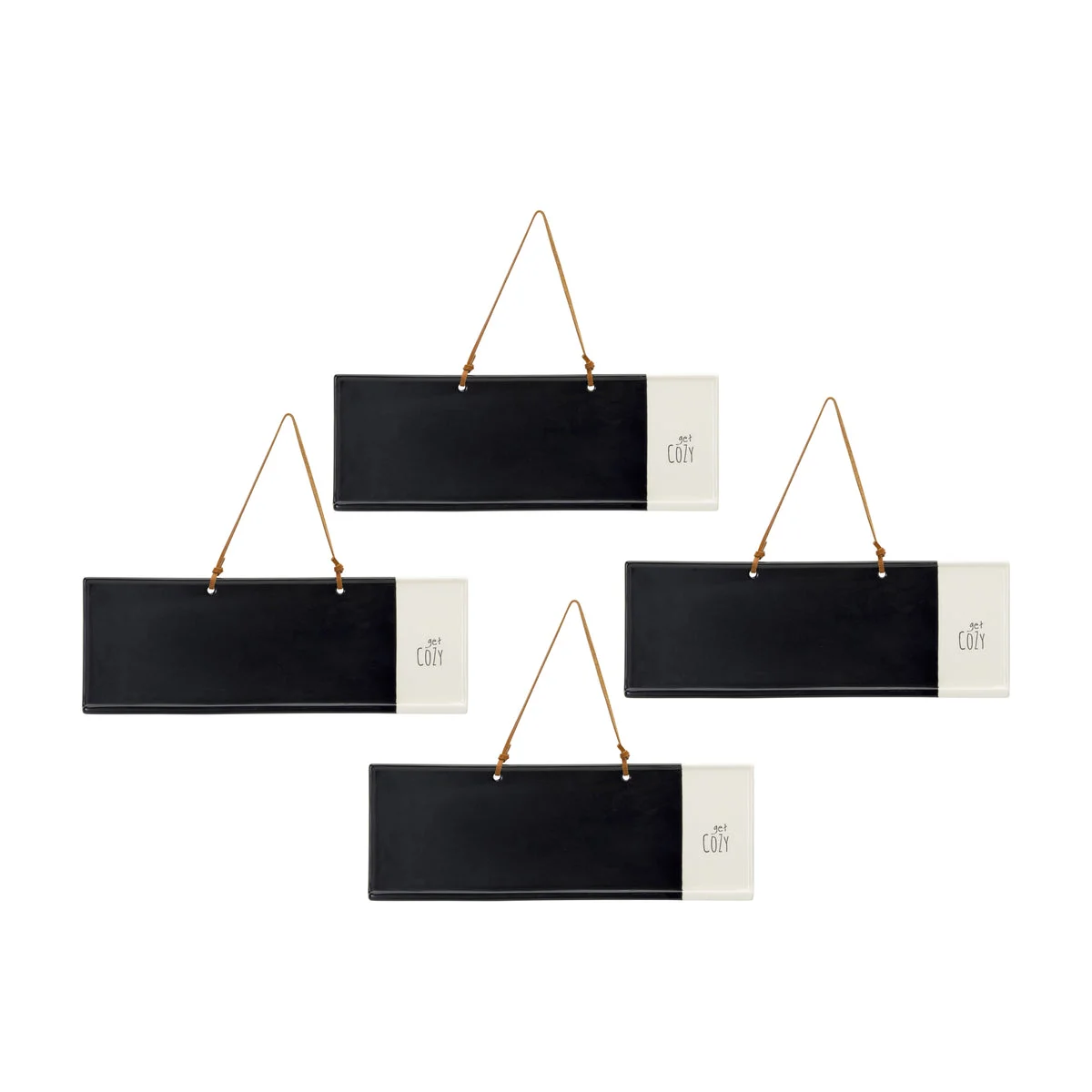 Wall Decor Chalkboard Set Sentiment Stoneware Hanging Boards 14.25" – 4 Pack by Melrose