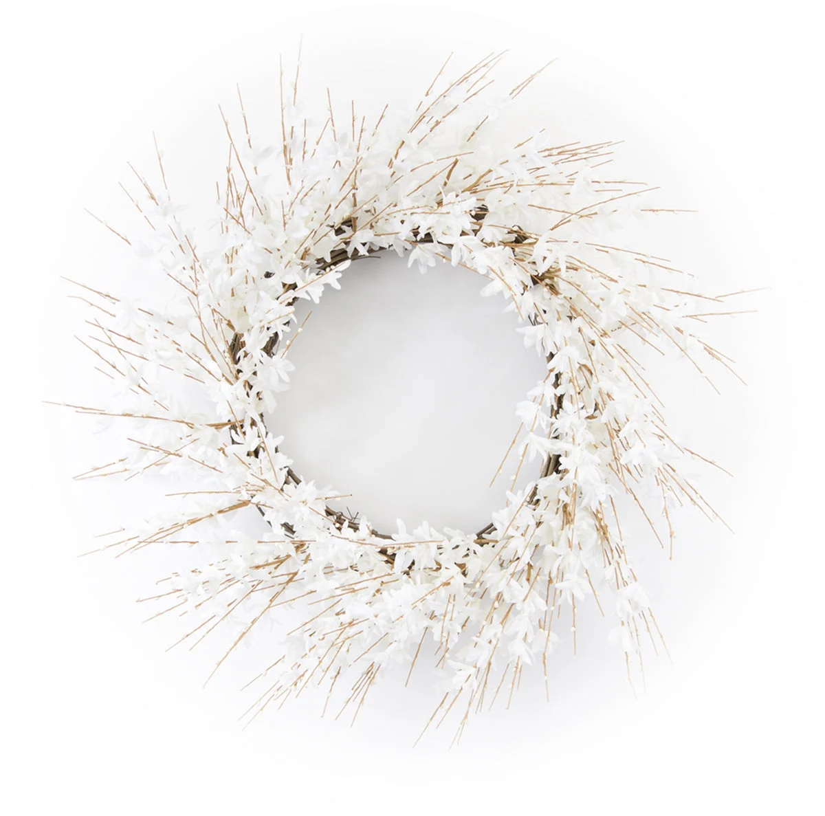White Blossom Entry Wreath – Faux Floral Accent 25" by Melrose