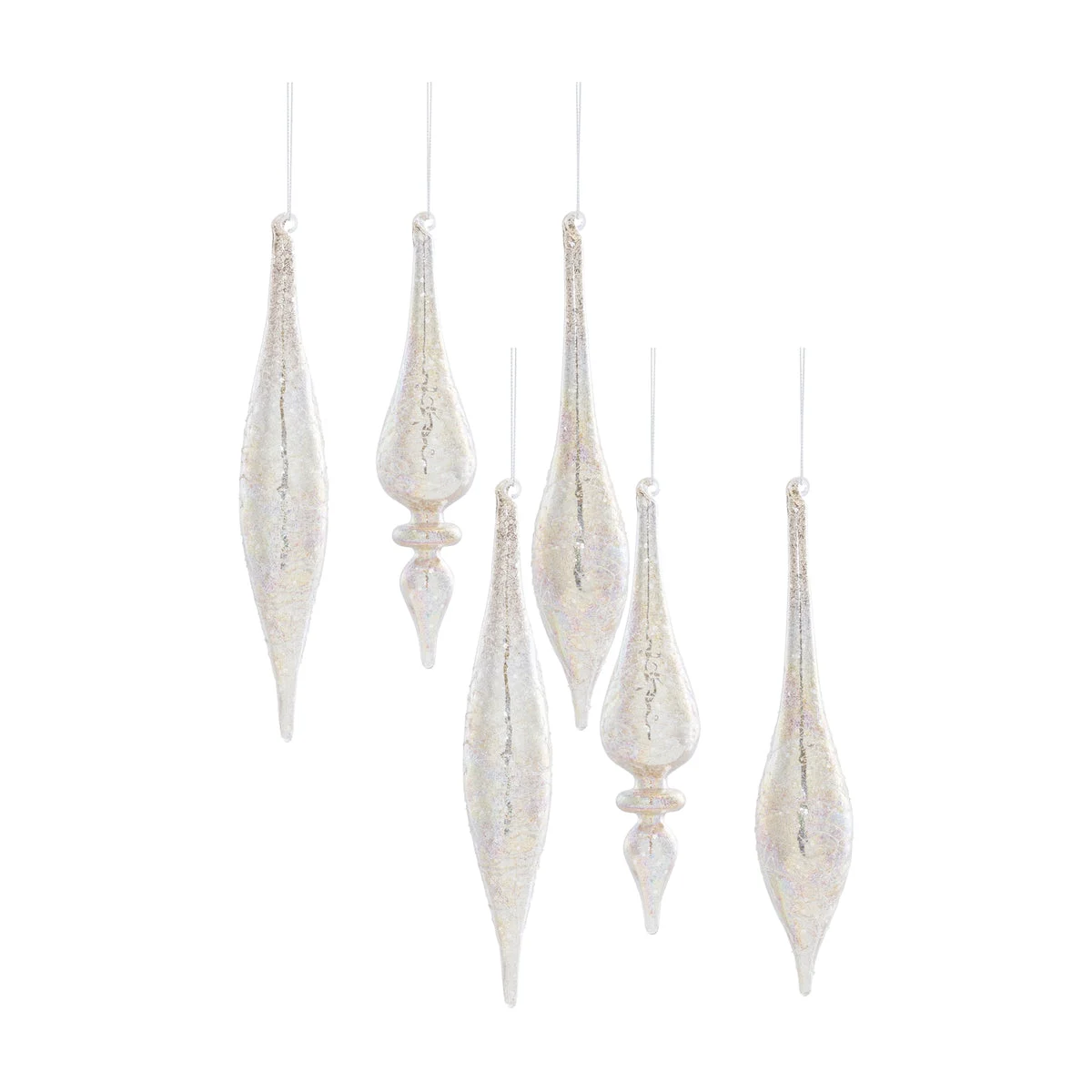Jeweled Champagne Drop Christmas Ornaments Glass – Set of 6 by Melrose