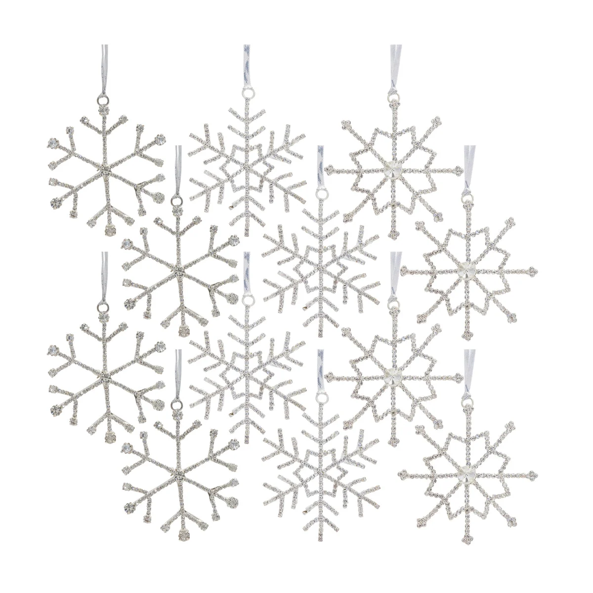 Holiday Snowflake Christmas Ornament with Jewel Details 3.5" – (Set of 12) by Melrose