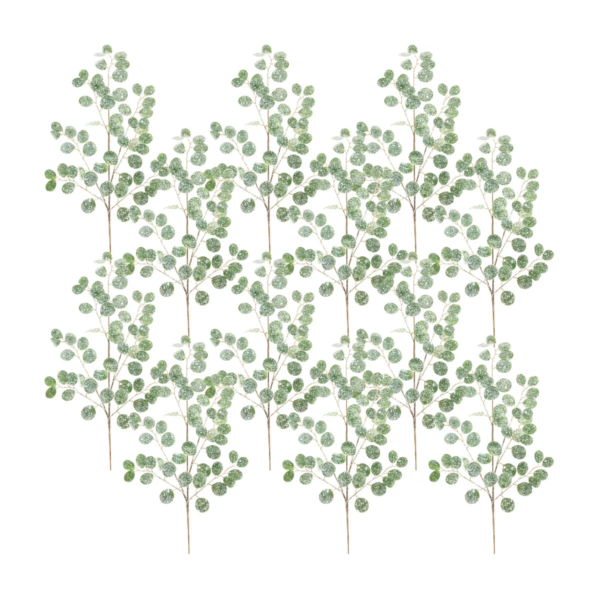 Set of 12 Frosted Silver Dollar Eucalyptus Sprays for Christmas by 32"H by Melrose