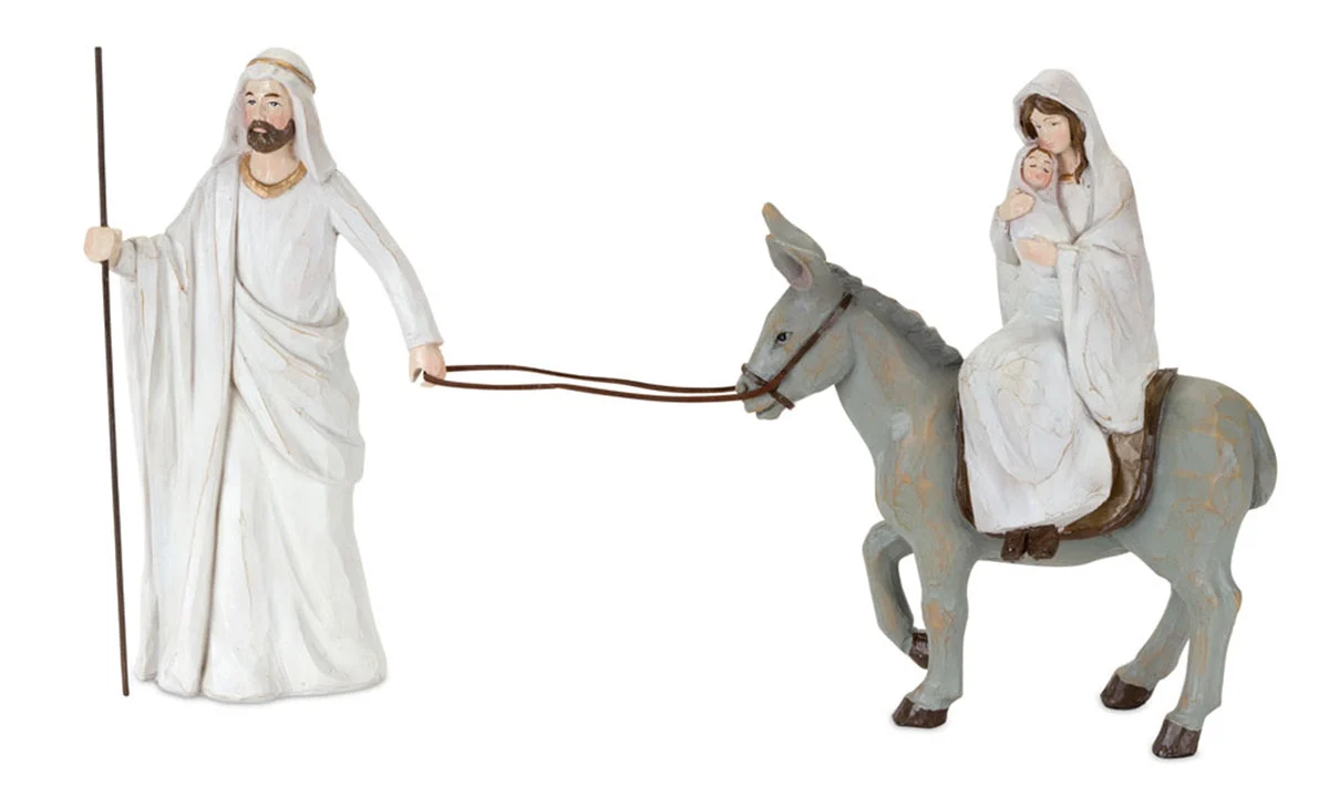 Christmas Holy Family with Donkey Figurine – 11" by Melrose