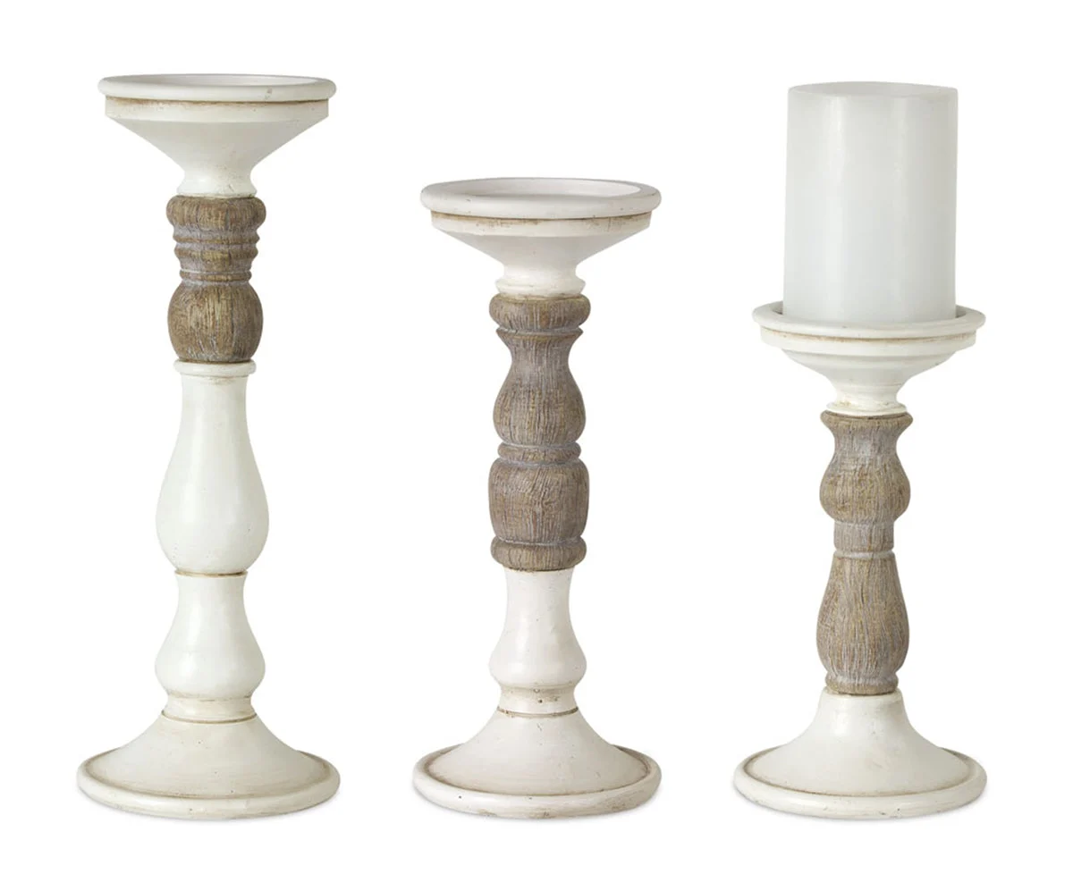 Candle Holder Set Ivory Finish – Set of 3 by Melrose