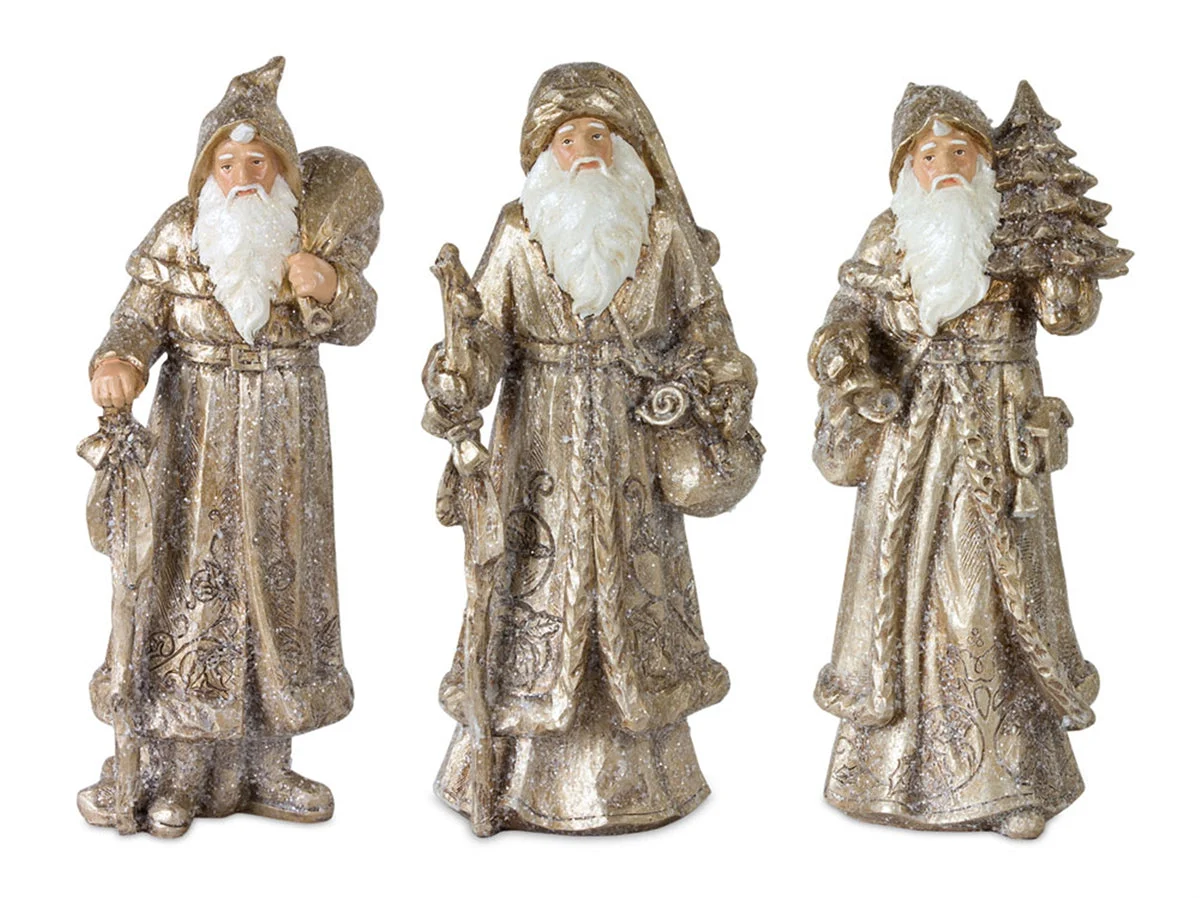 Christmas Modern Gold Santa Figurines – Assorted Designs by Melrose