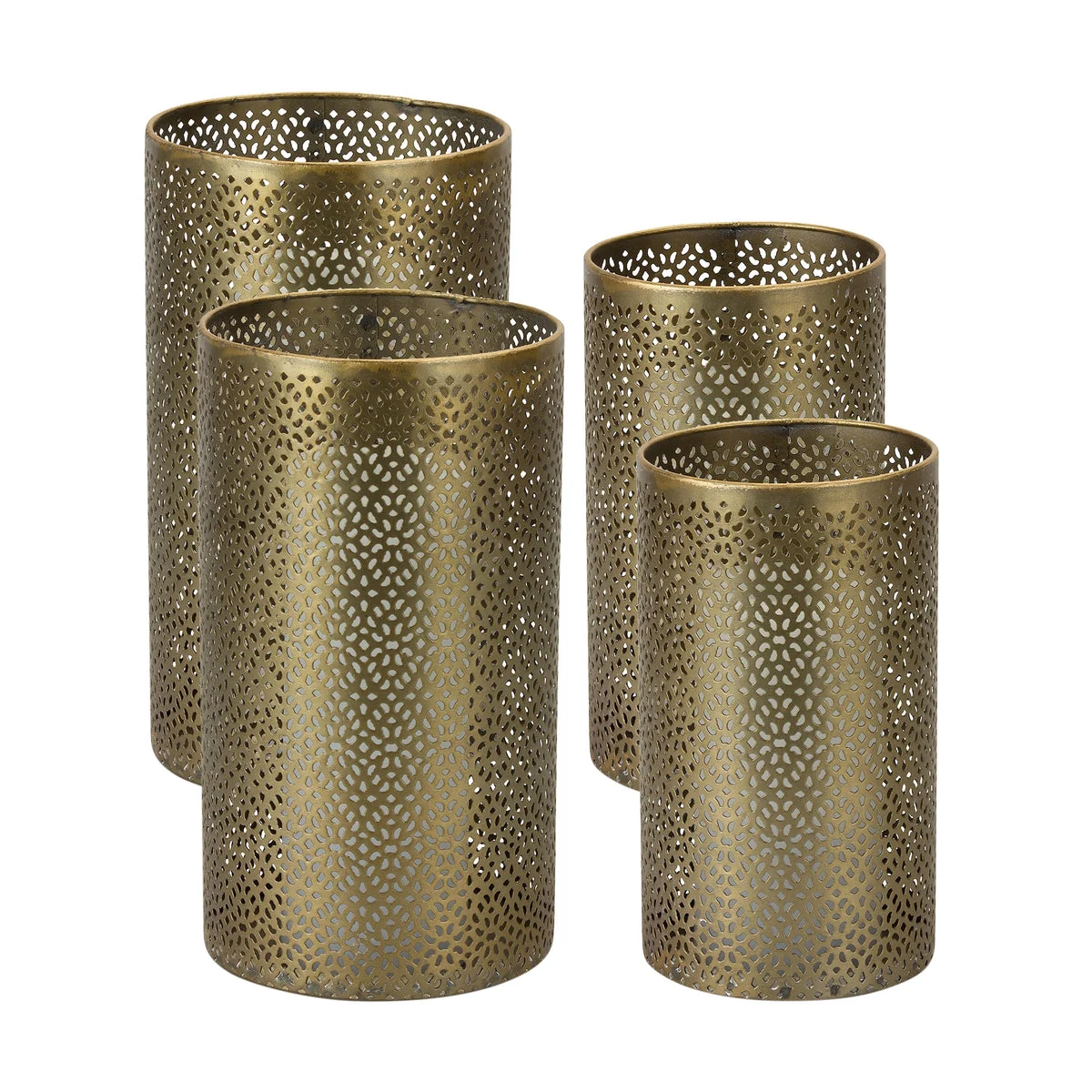 Decorative Punched Metal Candle Holders – 10" Tall Set of 4 by Melrose