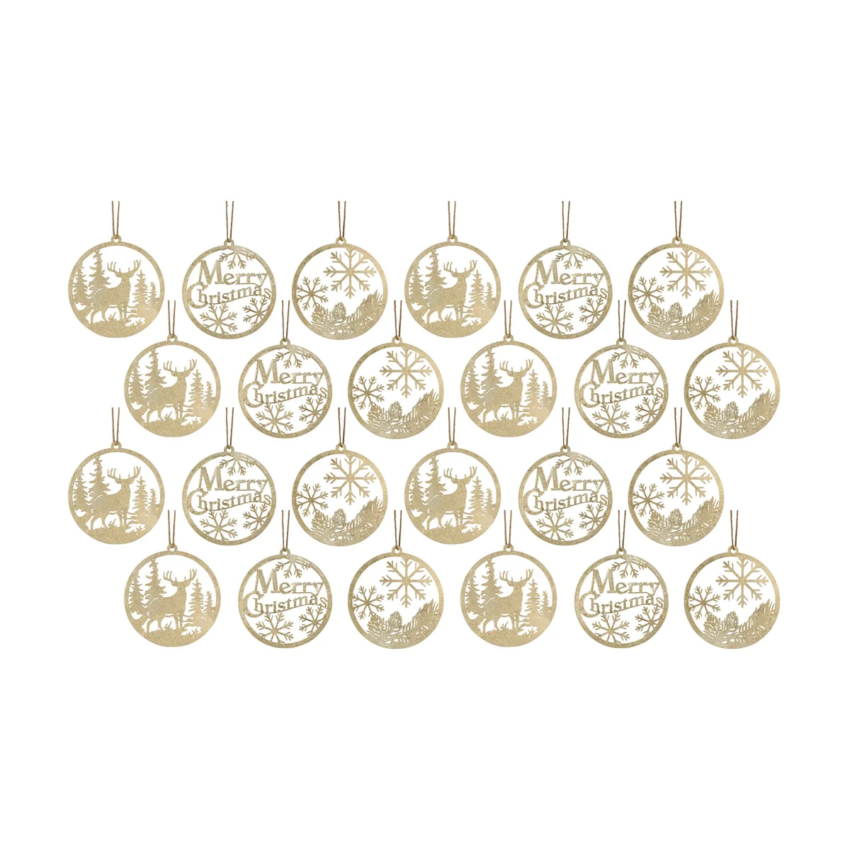 Melrose Gold Metal Cut Out Rustic Tree Ornaments (Set of 24)