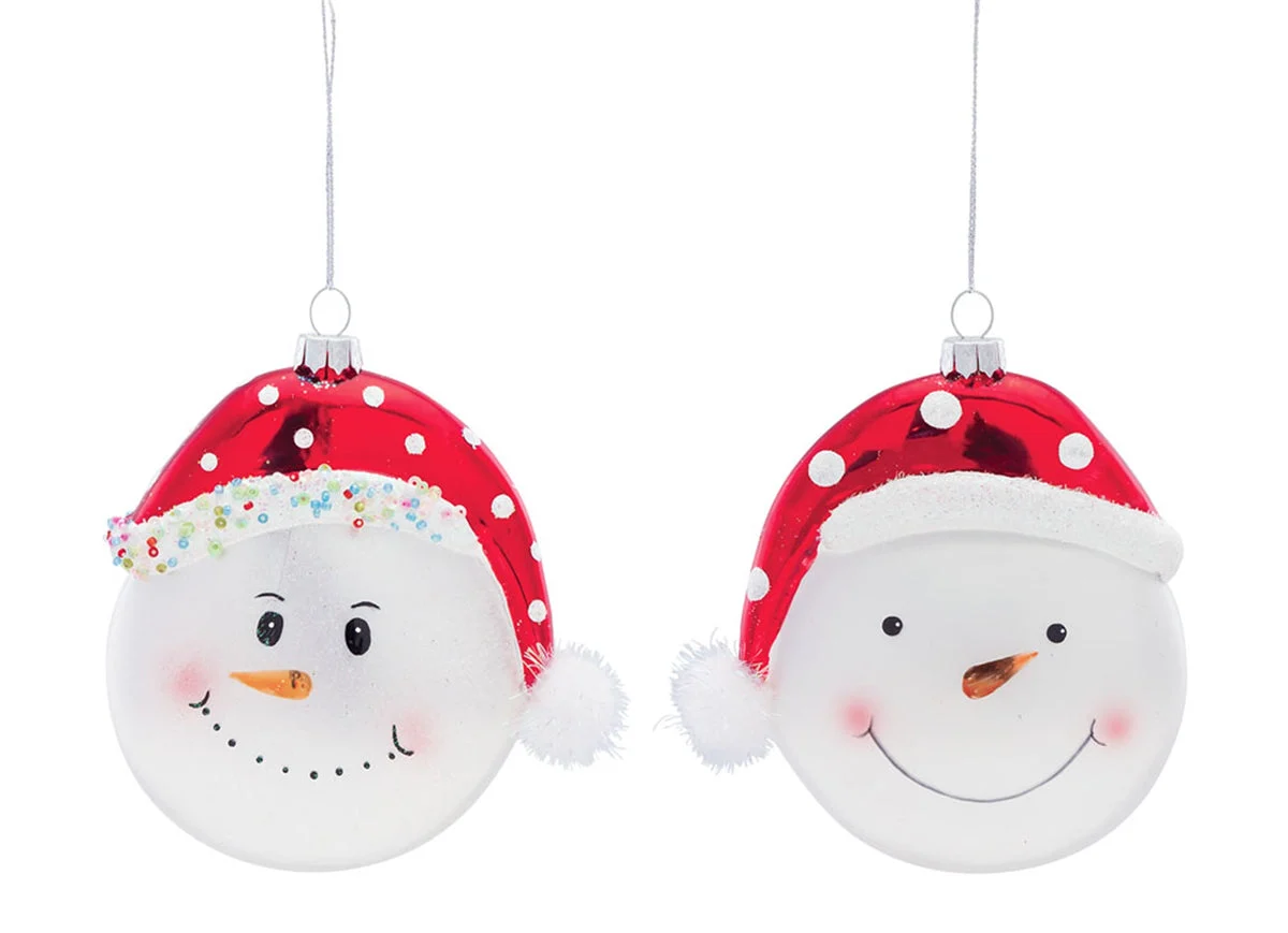 Melrose Whimsical Snowman Ball Ornament with Hat (Set of 6)