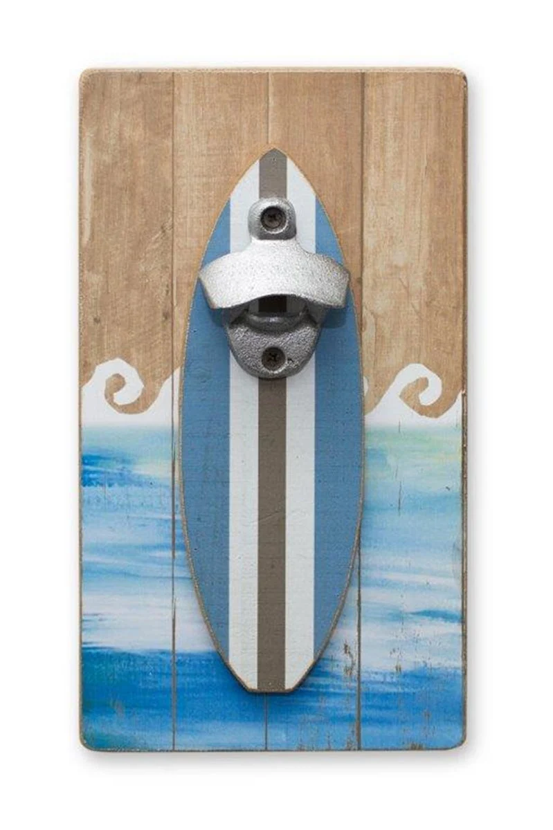 Melrose Wooden Surfboard Bottle Opening Wall Hanging 11"H