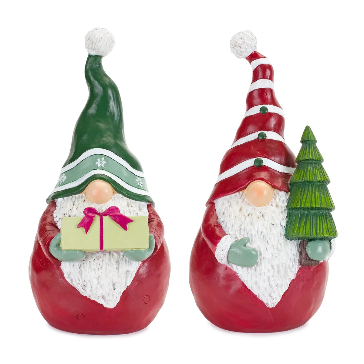 Holiday Gnome Figurine (Set Of 2)– Polyresin and Lime Powder – 12.25 Inch Christmas Decor – By Melrose