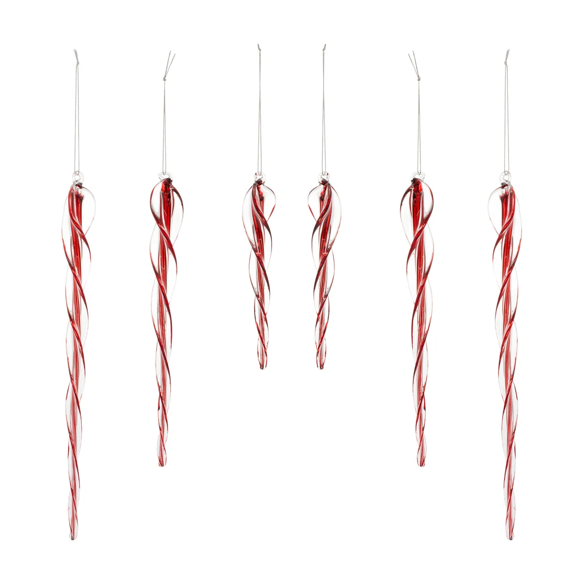 Melrose Spiral Glass Icicle Drop Ornament (Set of 6)