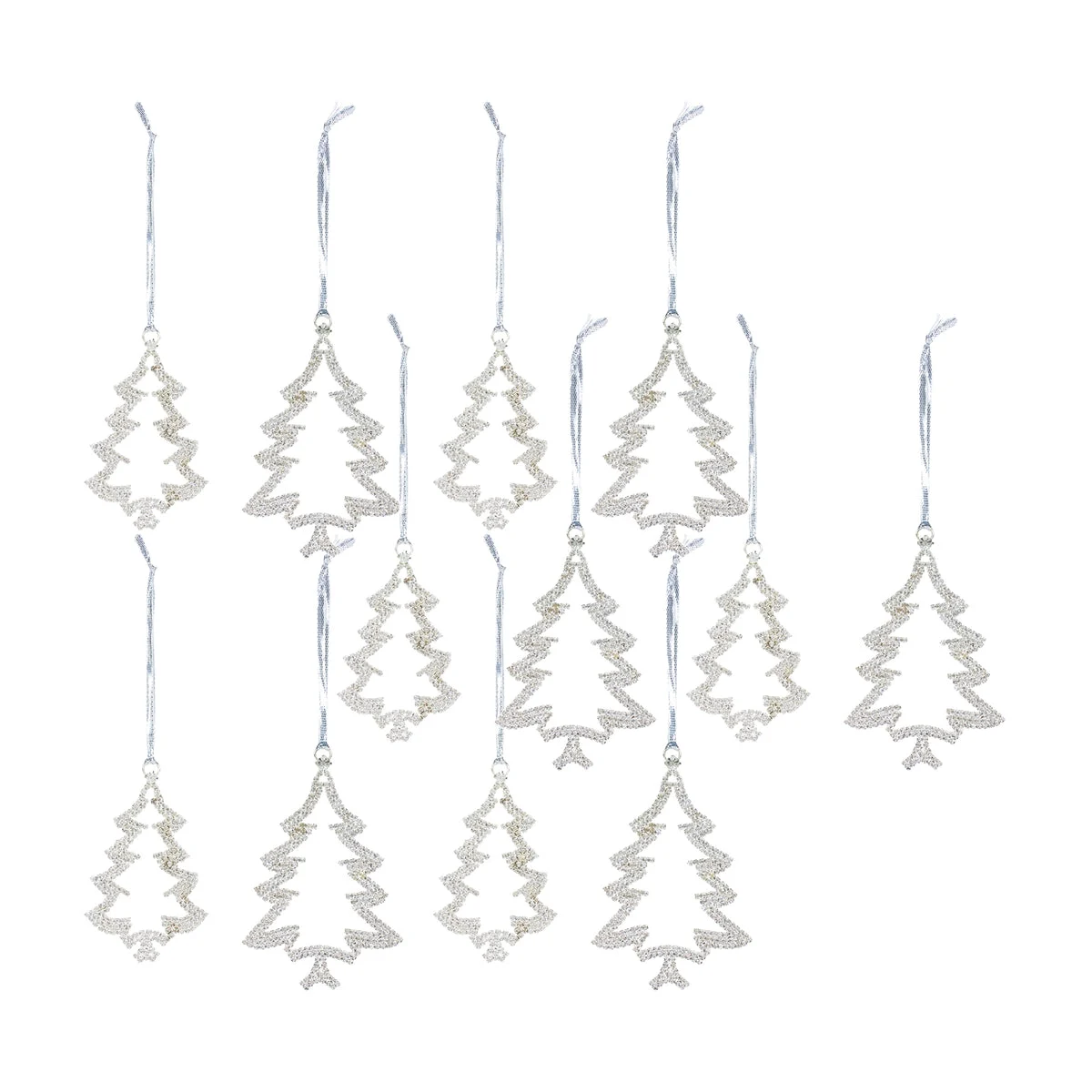 Melrose Silver Jeweled Tree Snowflake Ornament (Set of 12)