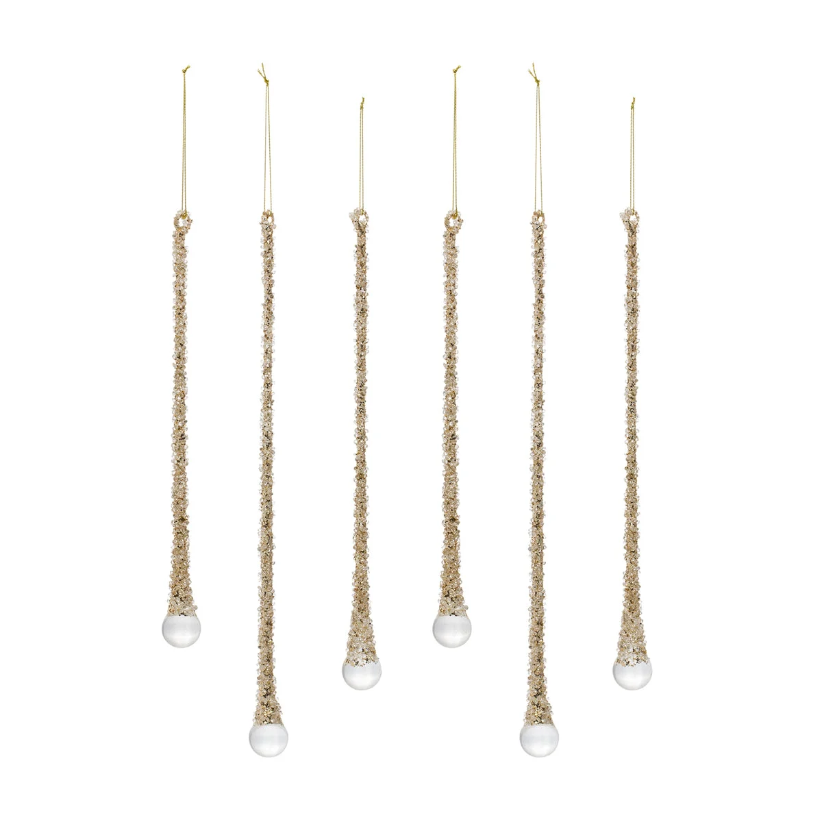 Melrose Gold Beaded Icicle Drop Ornament (Set of 6)