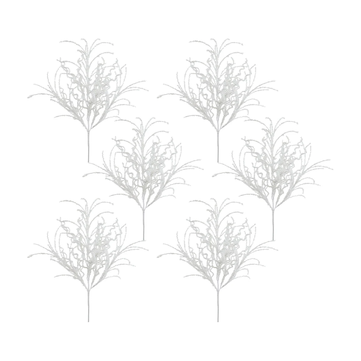 Holiday Glitter Twig Stems 24"H – White, Set of 6 by Melrose