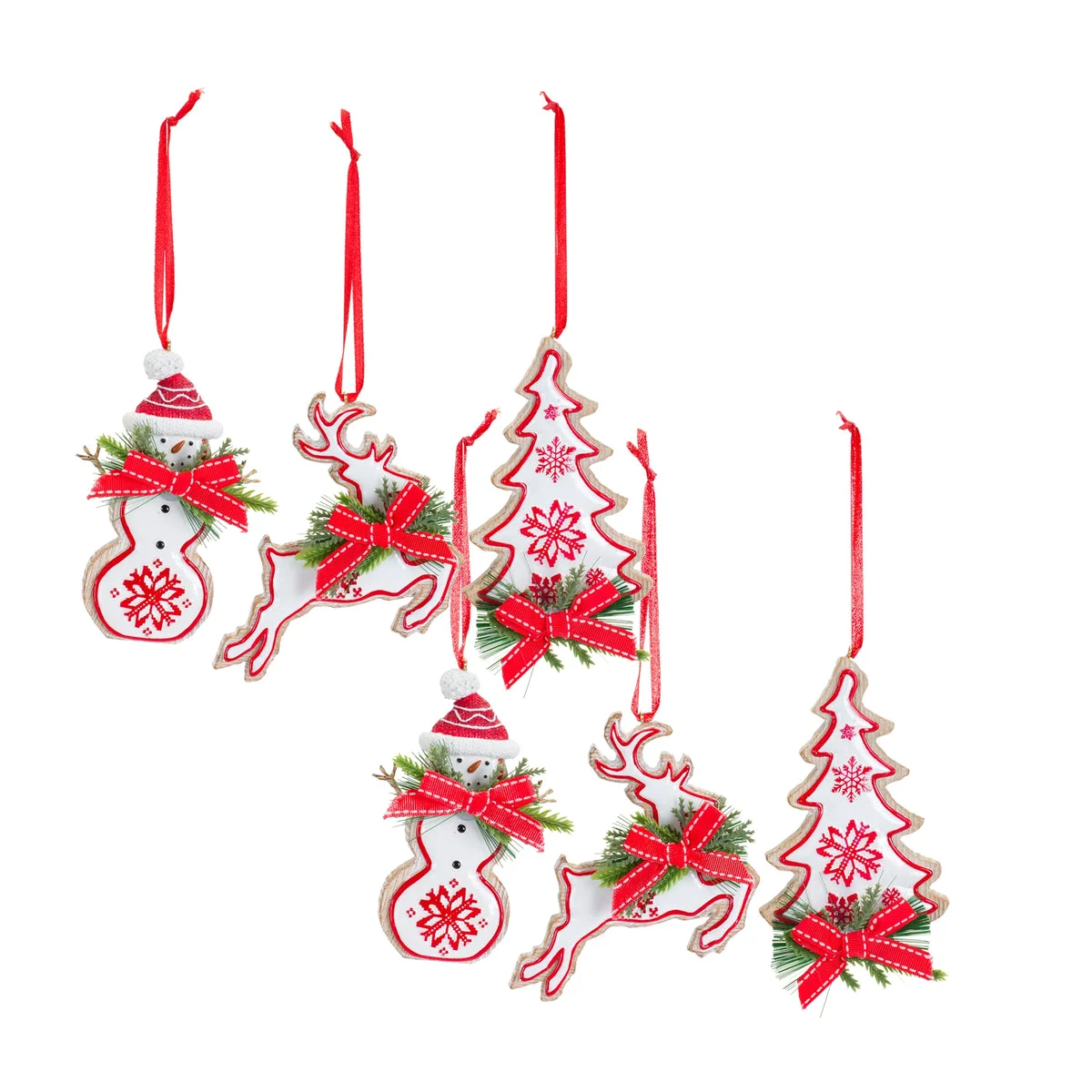 Nordic Christmas Tree Ornaments – Set of 6 by Melrose
