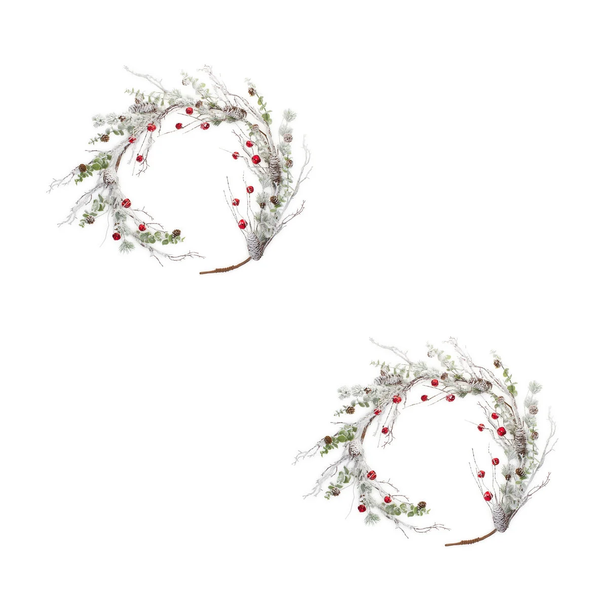 Christmas Flocked Pine Decorative Garland Sleigh Bells Included 66.5 inch – 2 Pack by Melrose