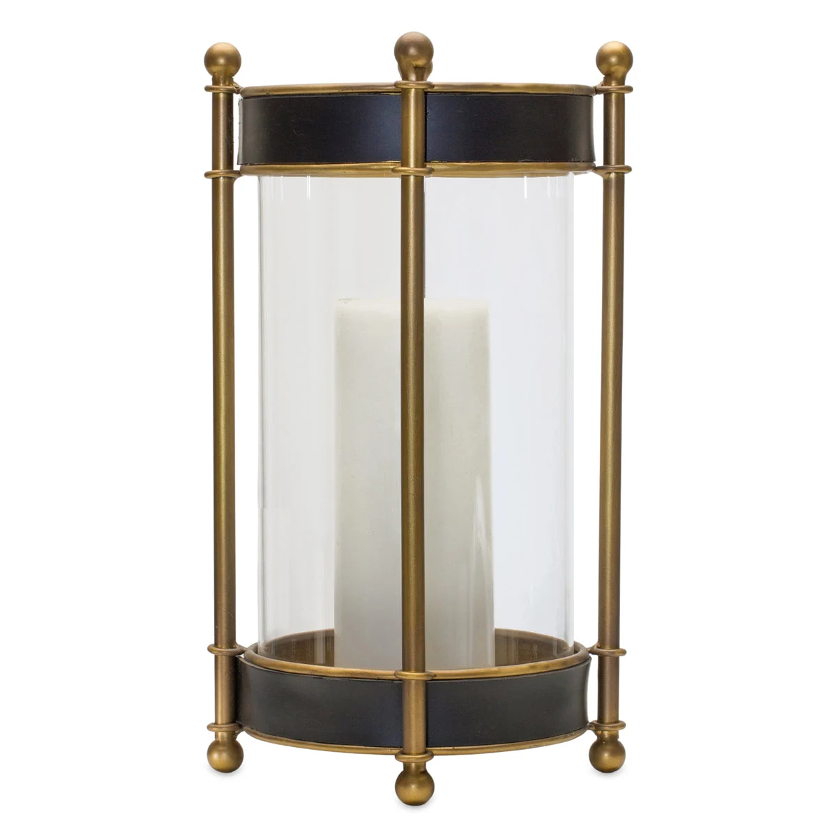 Melrose Contemporary Metal and Glass Candle Holder with Gold Accents 13.5"H
