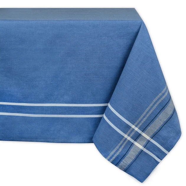 DII Blue Chambray French Stripe 84" x 60" Tablecloth