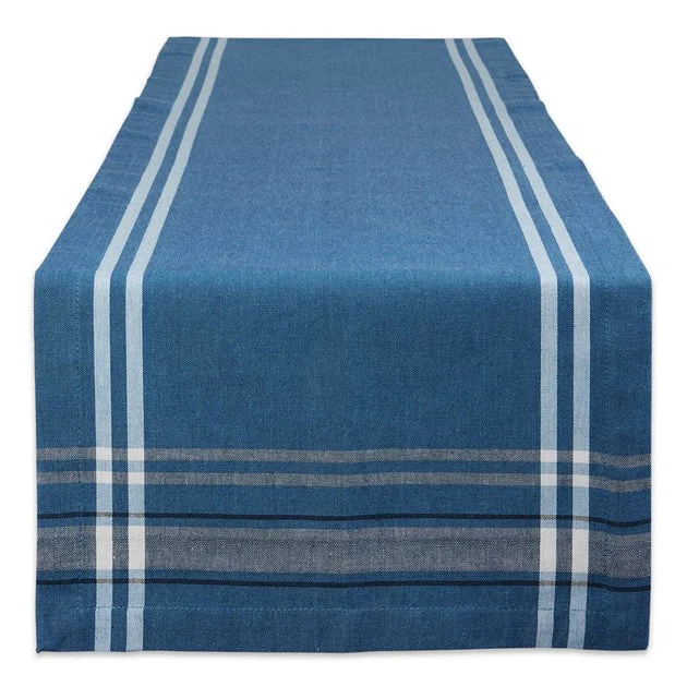 DII Blue Chambray French Stripe 72" x 14" Table Runner