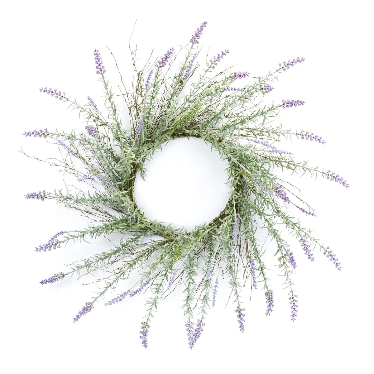 Lavender Floral Twig Wreath – Lifelike Greenery and Lavender Accent 28"D by Melrose