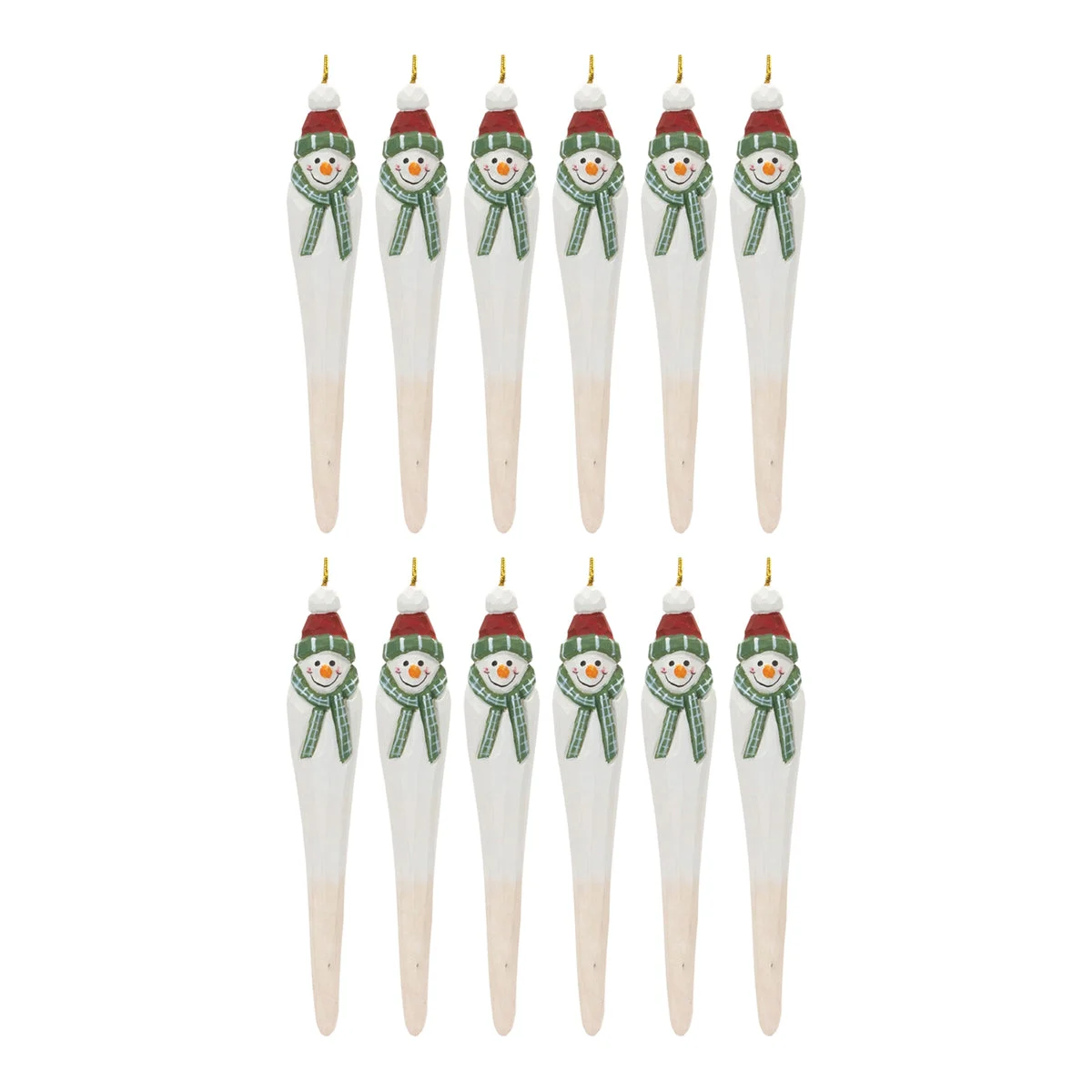 Melrose Snowman Drop Ornament (Set of 12)
