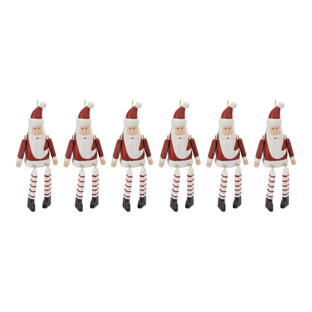 Melrose Dangle Santa Ornament (Set of 6)