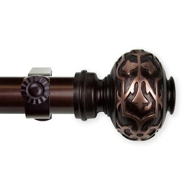 Cleopatra Curtain Rod 1" Diameter x 48" - 84" Long - Bronze